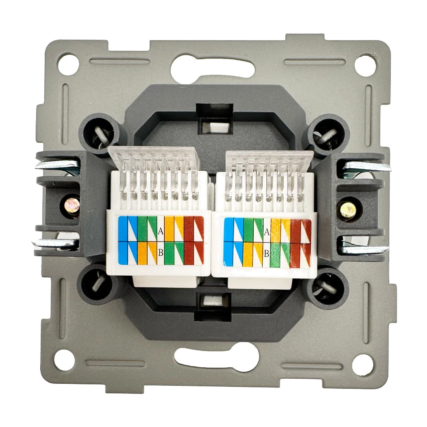 Розетка RJ45 2-я серебро Софт-тач